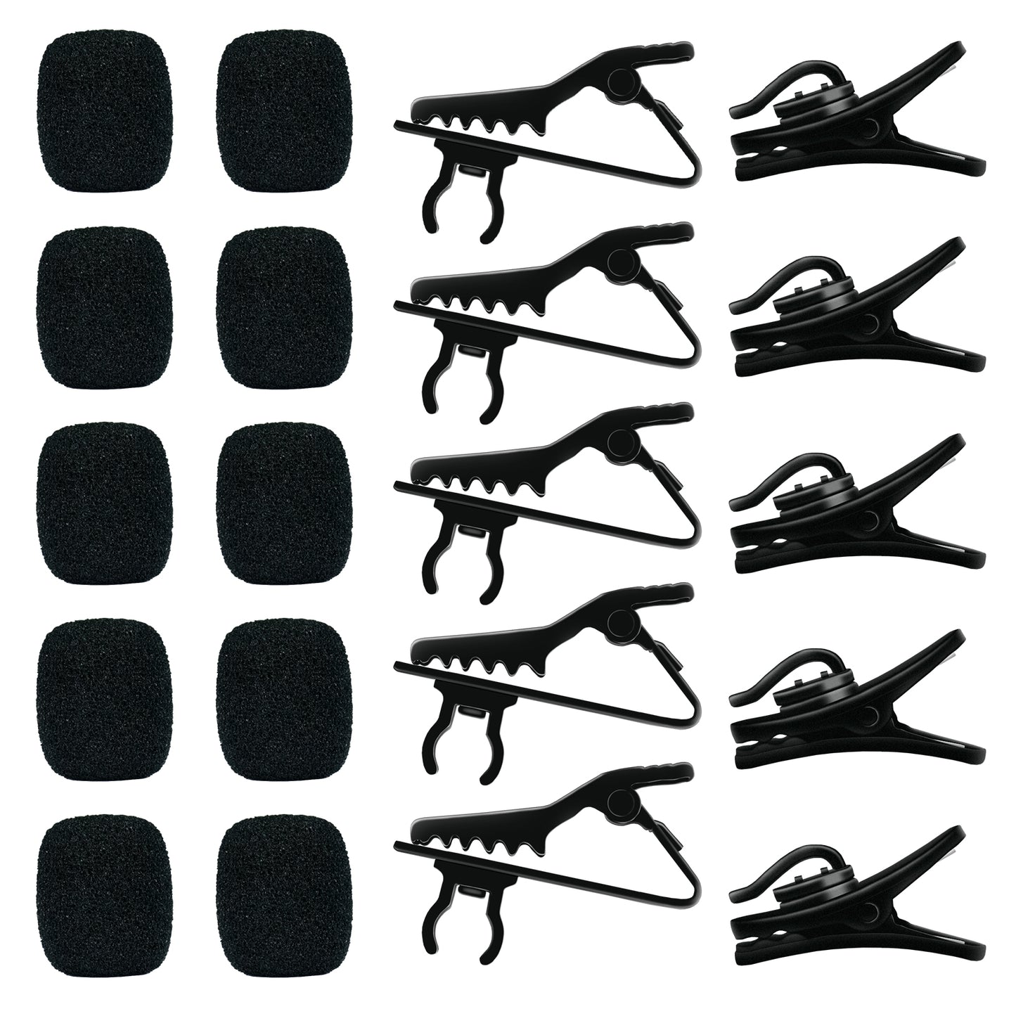 Clip & Foam Cover Set for Lapel MIC-5 Pack of each