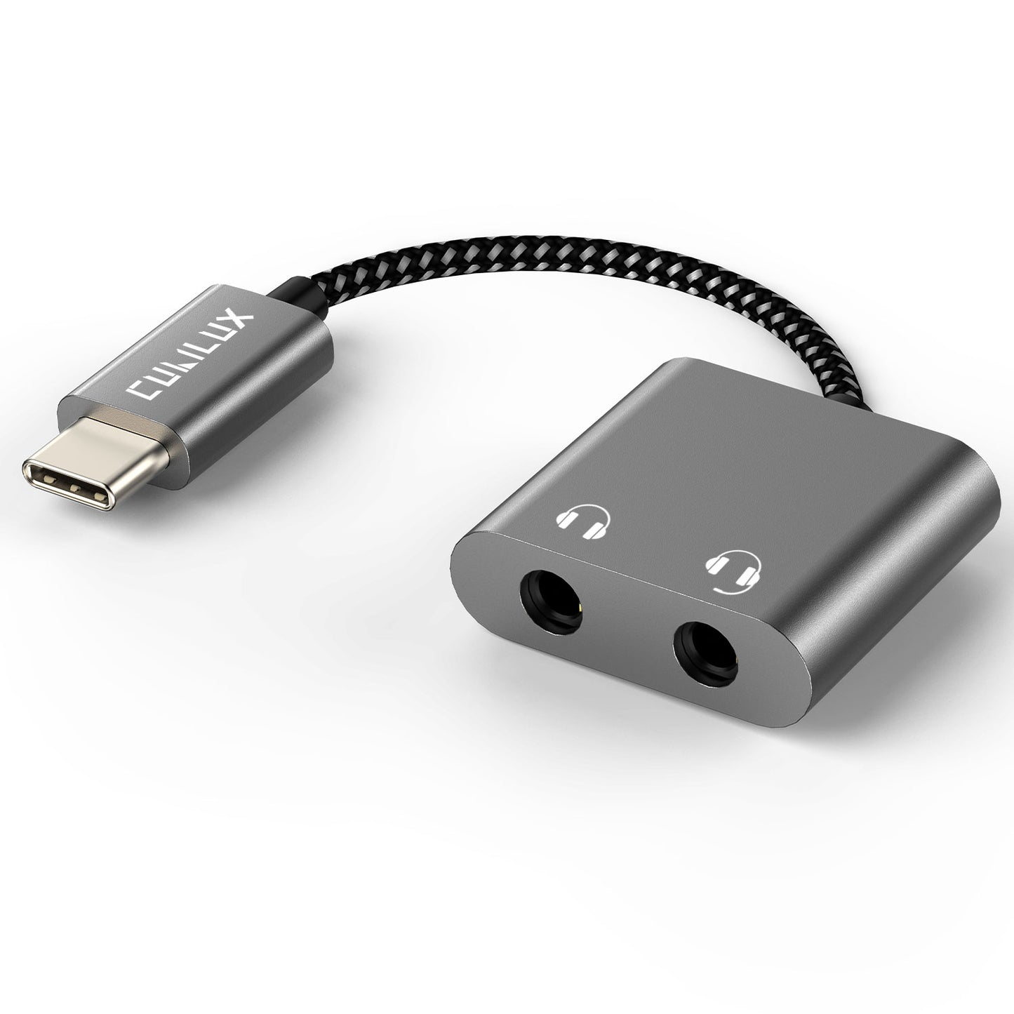 USB C to 3.5mm Splitter-Gray