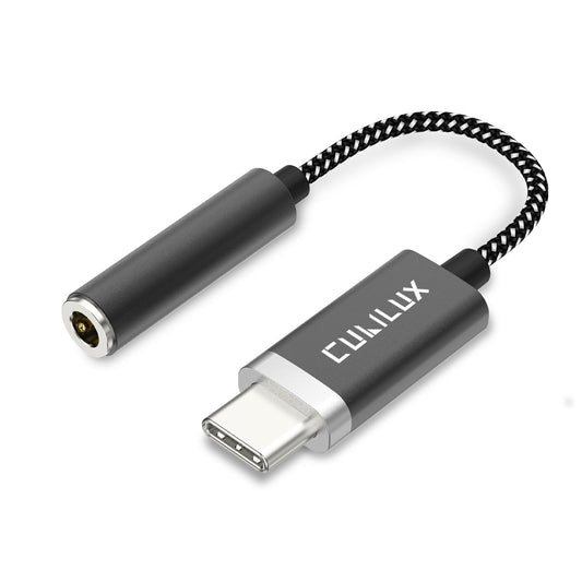 USB C Headphone Adapter with Hi-Res DAC-Black&Silver