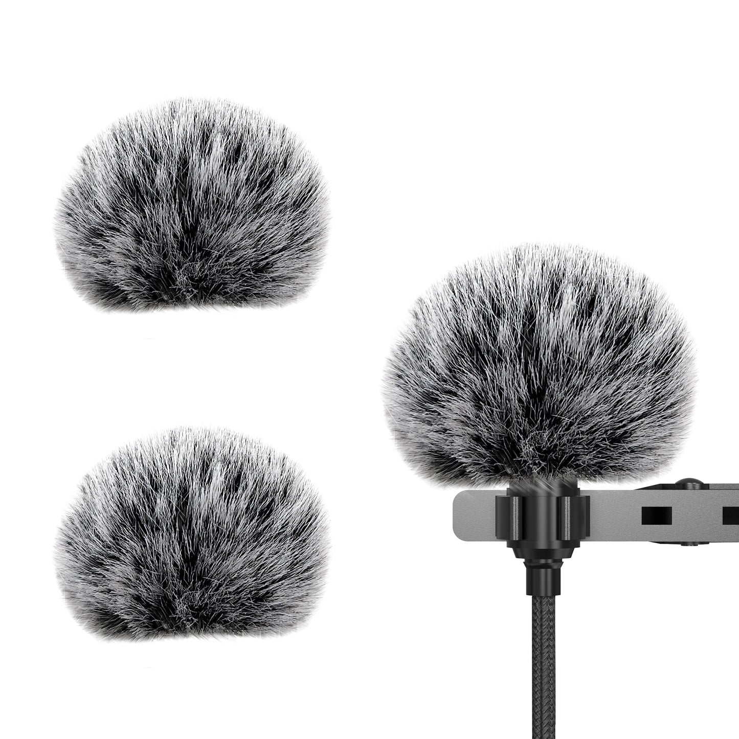 2 Pack Outdoor Furry Windscreen for Lavalier Lapel Microphpone