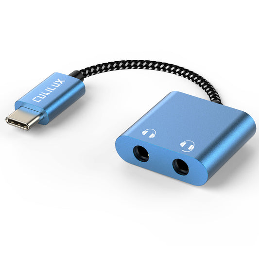 USB C to 3.5mm Splitter-Blue