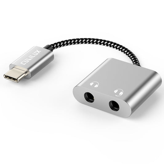 USB C to 3.5mm Splitter-Silver