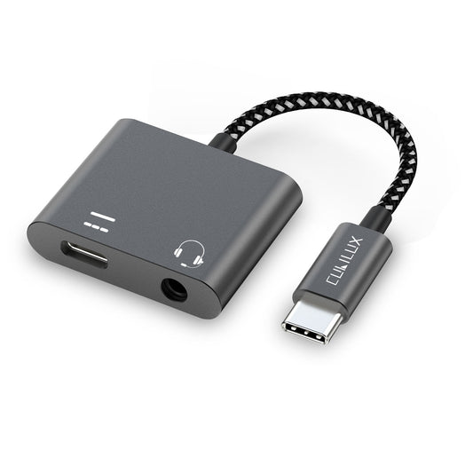 USB C Audio Charging Splitter-Gray