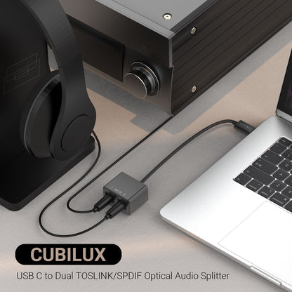 USB C to 2-Way SPDIF Optical Audio Splitter