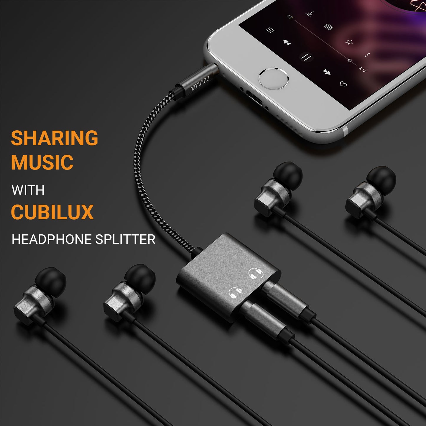 3.5mm Headphone Splitter-Gray