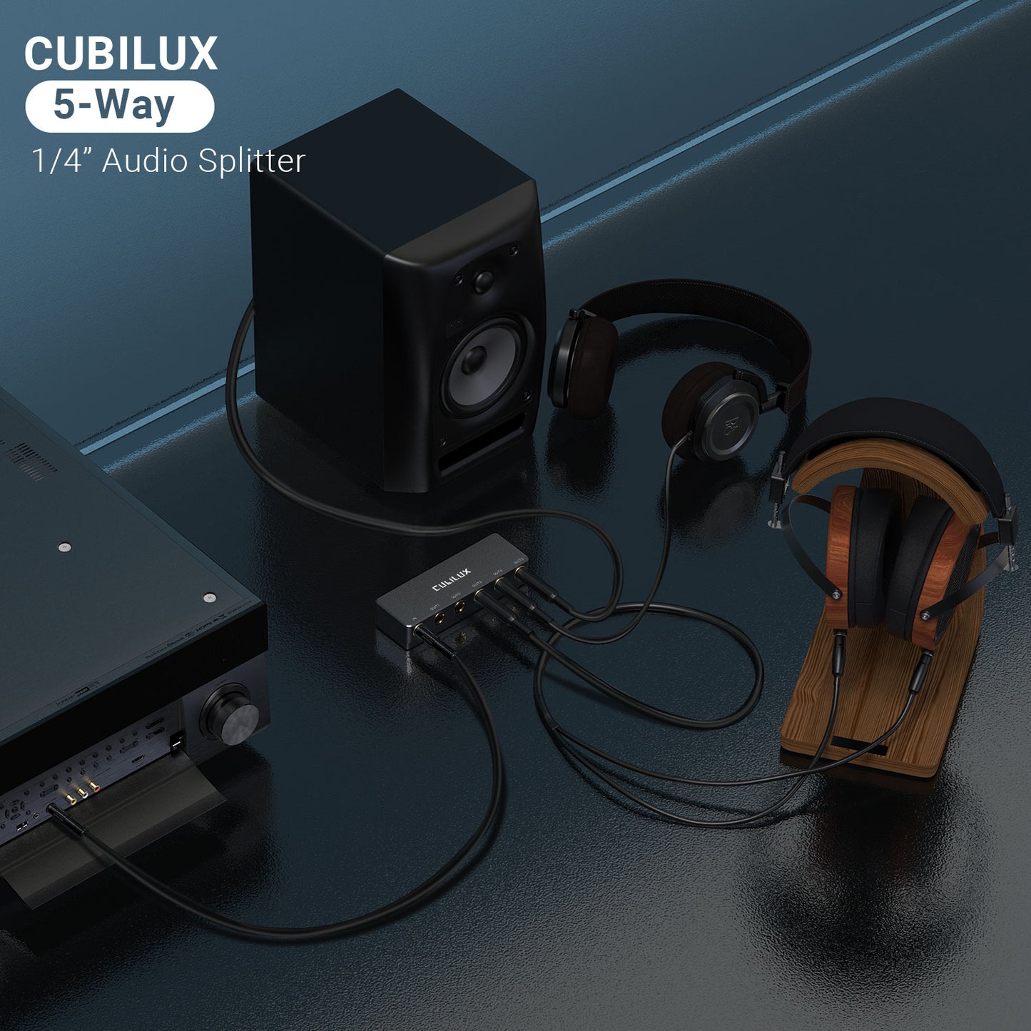 6.35mm 5 Ways Audio Splitter-Black