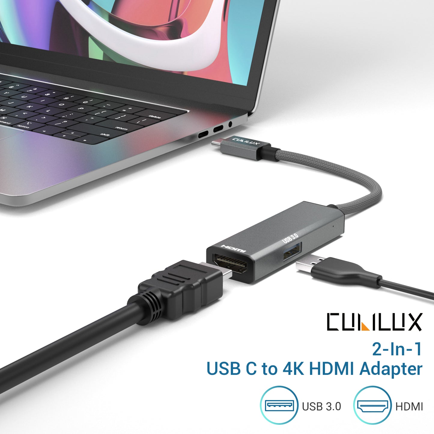 2-In-1 USB C to 4K HDMI Adapter with USB 3.0