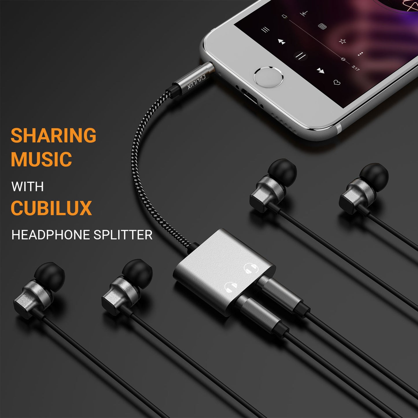 3.5mm Headphone Splitter-Silver