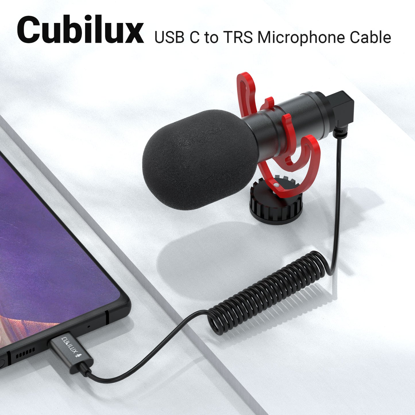 Coiled USB C to TRS Microphone Cord