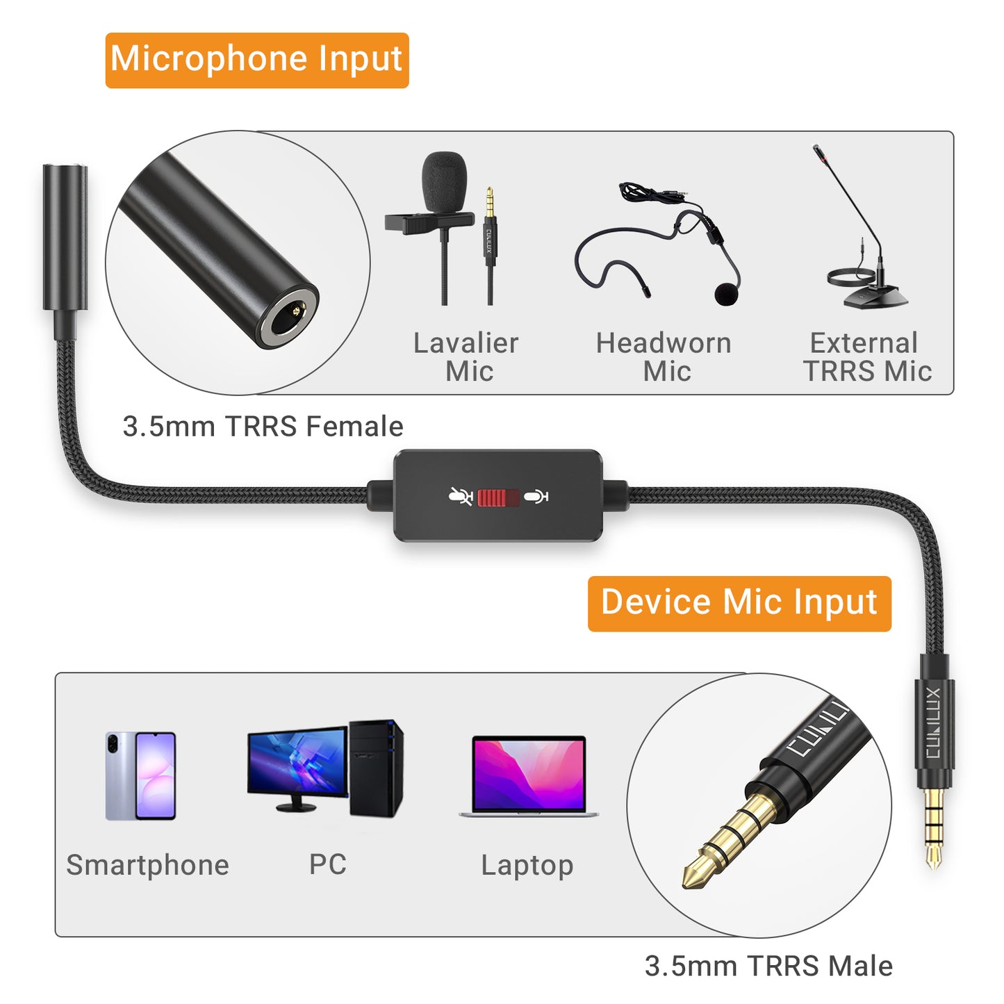 3.5mm Microphone Mute Switch Adapter