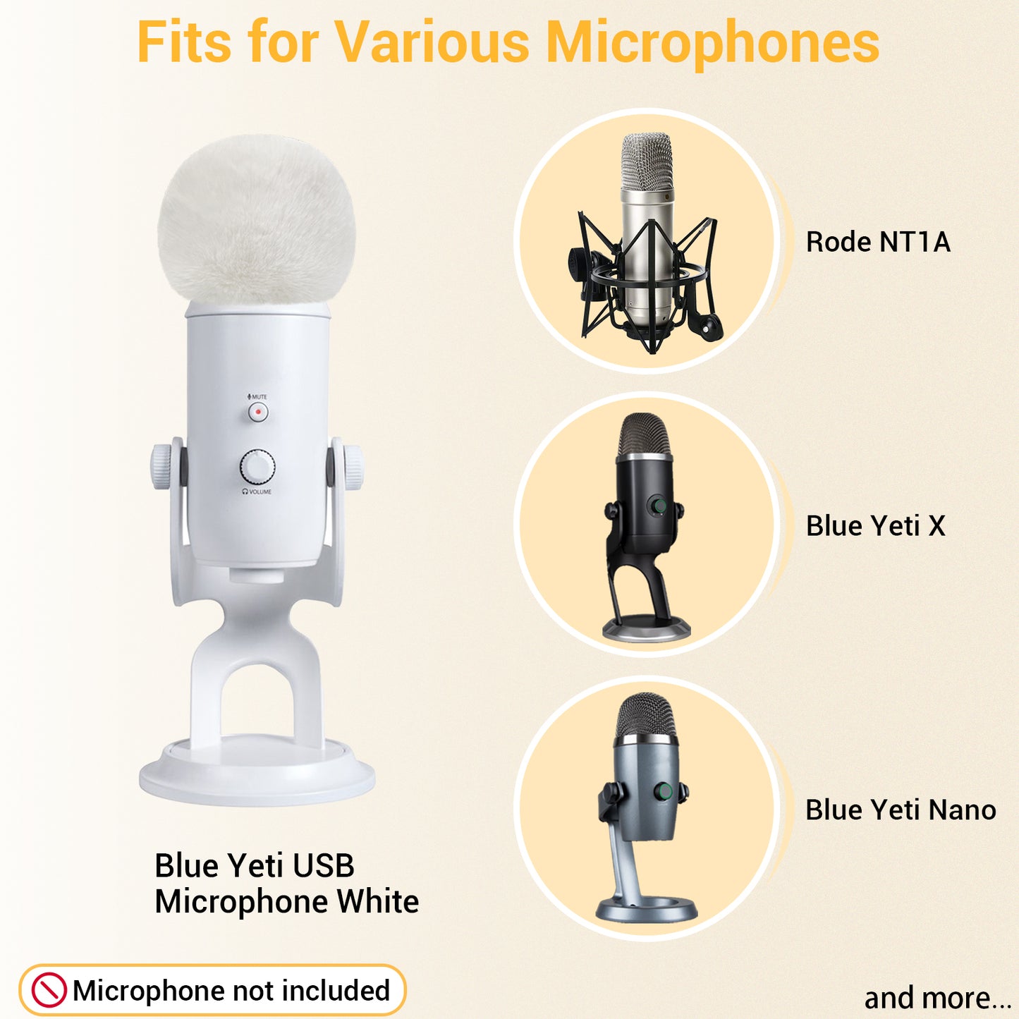 1 Pack White Microphone Furry Windscreen