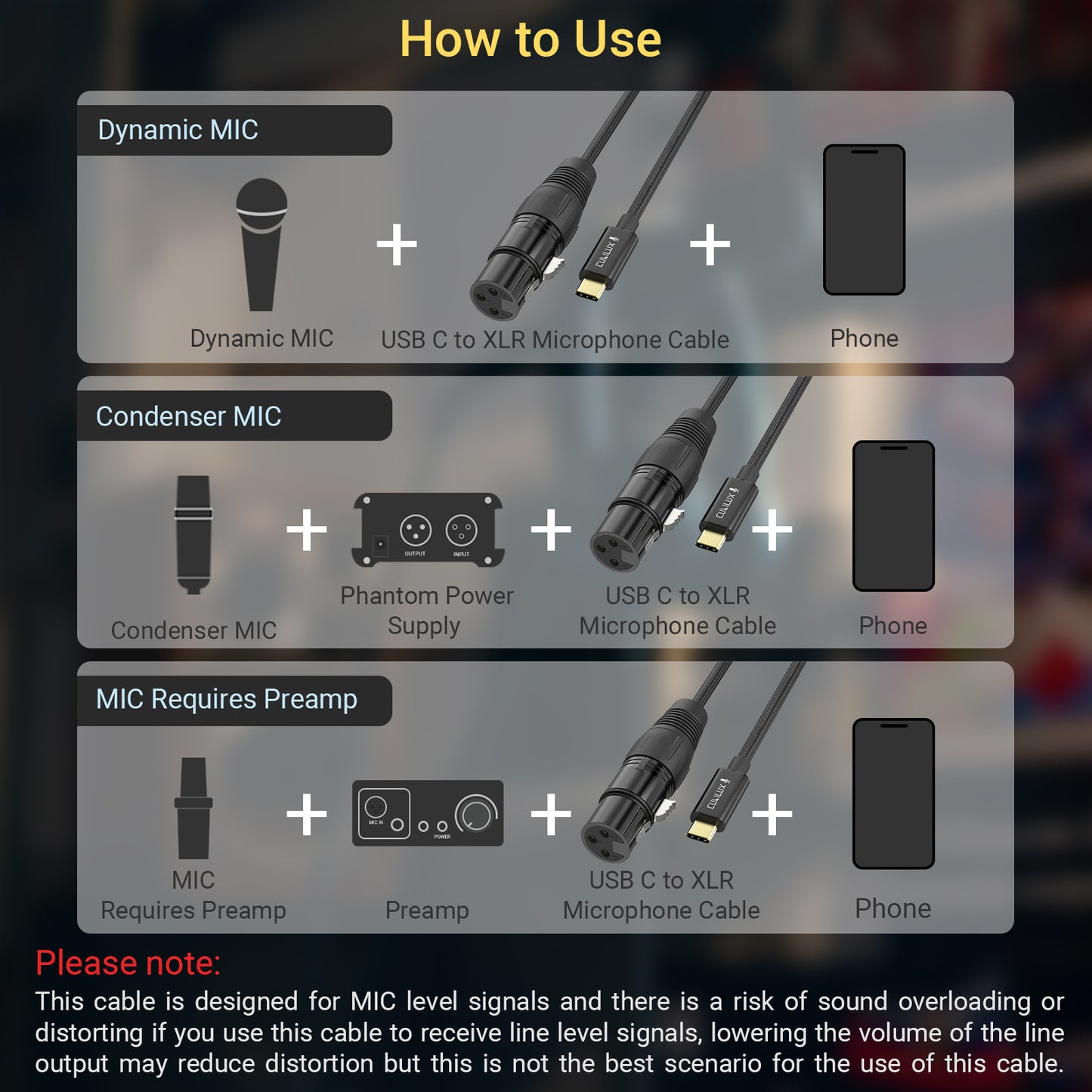 XLR Microphone to USB C Cable,6.6 FT