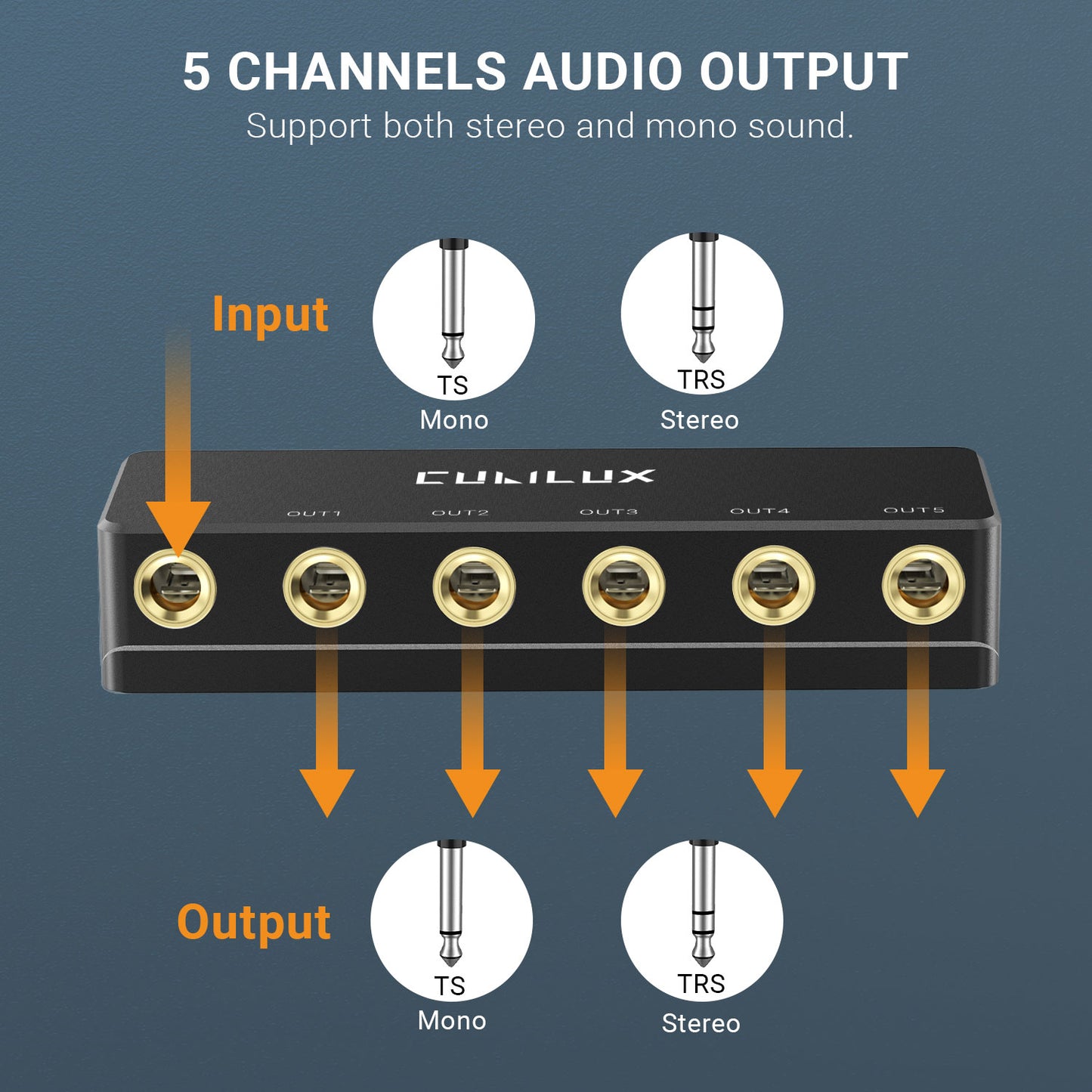 6.35mm 5 Ways Audio Splitter-Black