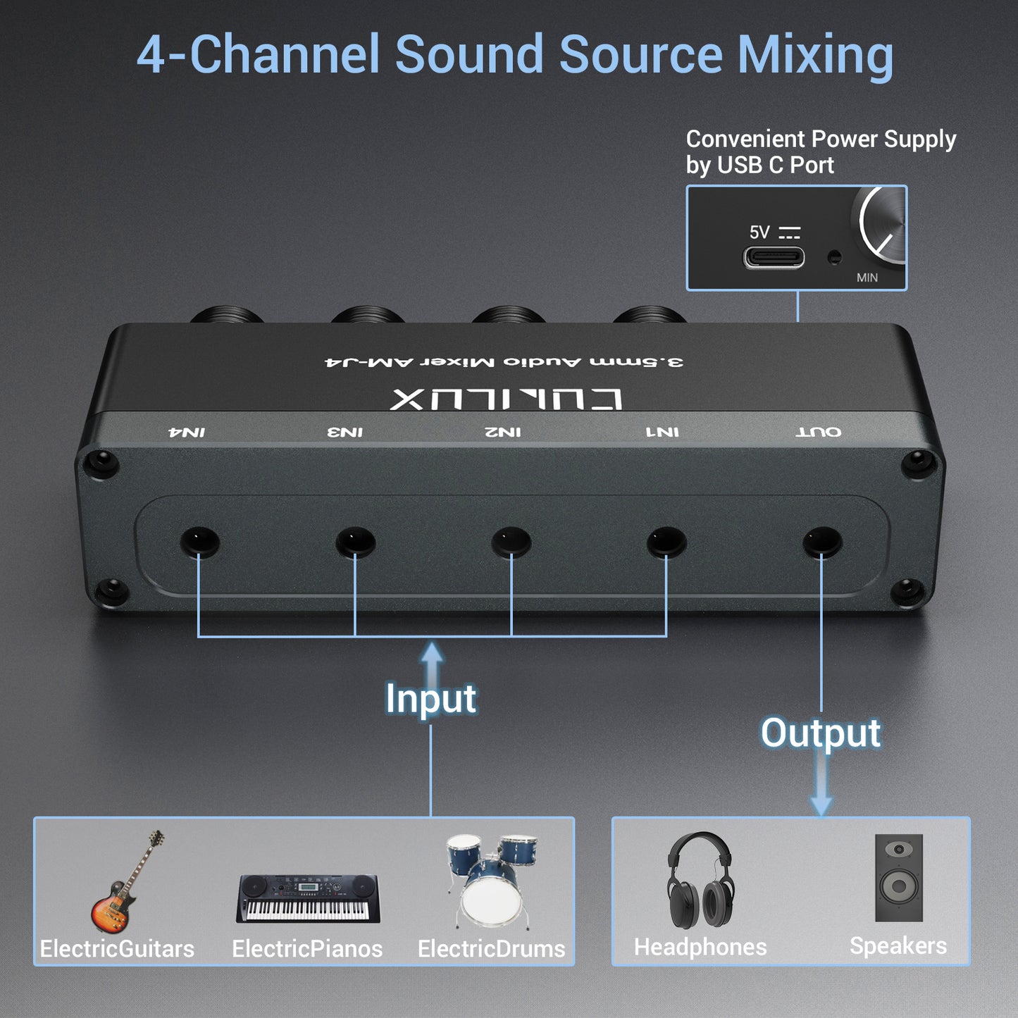 AM-J4 3.5mm Mixer with Volume Control