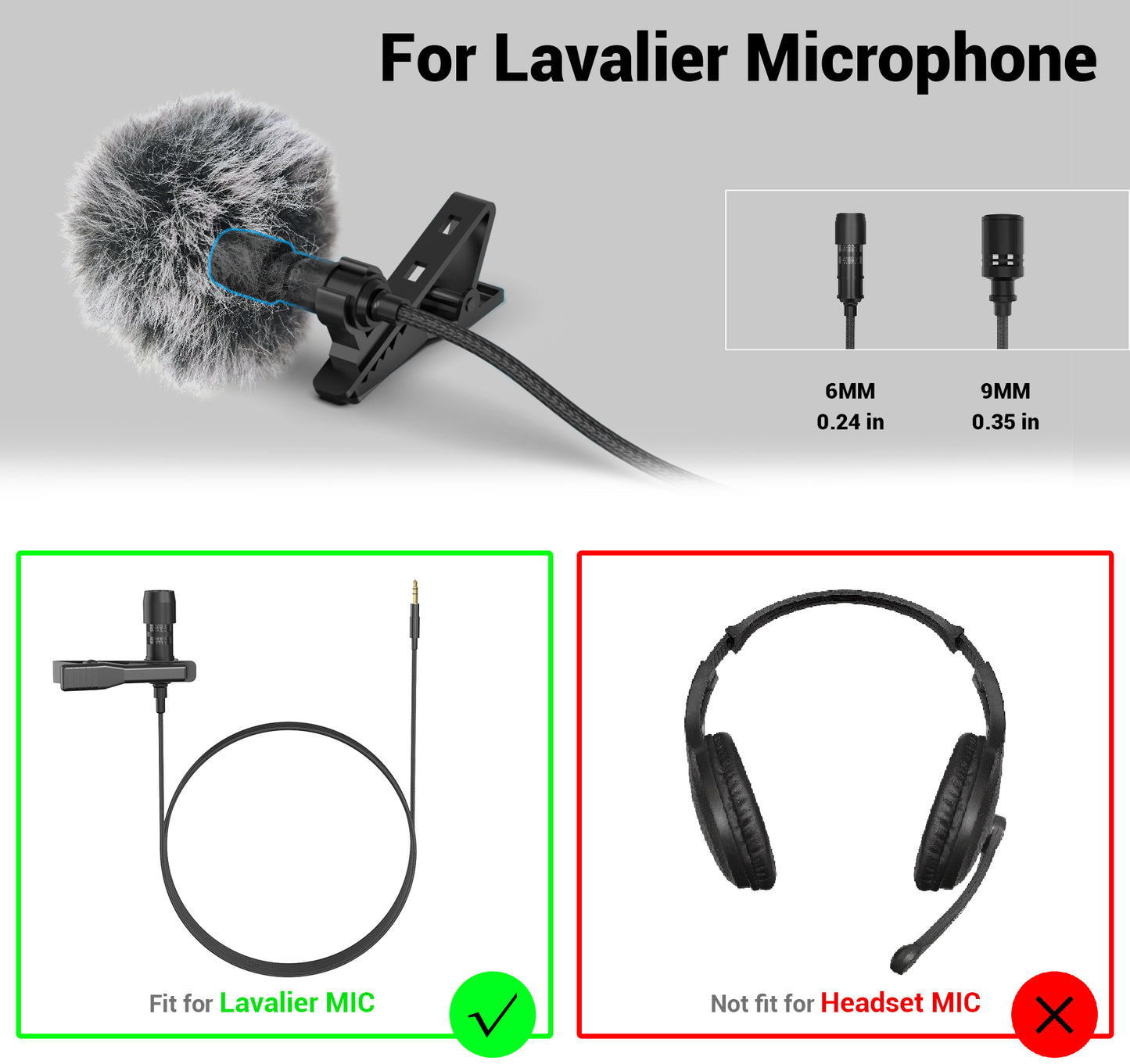 2 Pack Outdoor Furry Windscreen for Lavalier Lapel Microphpone