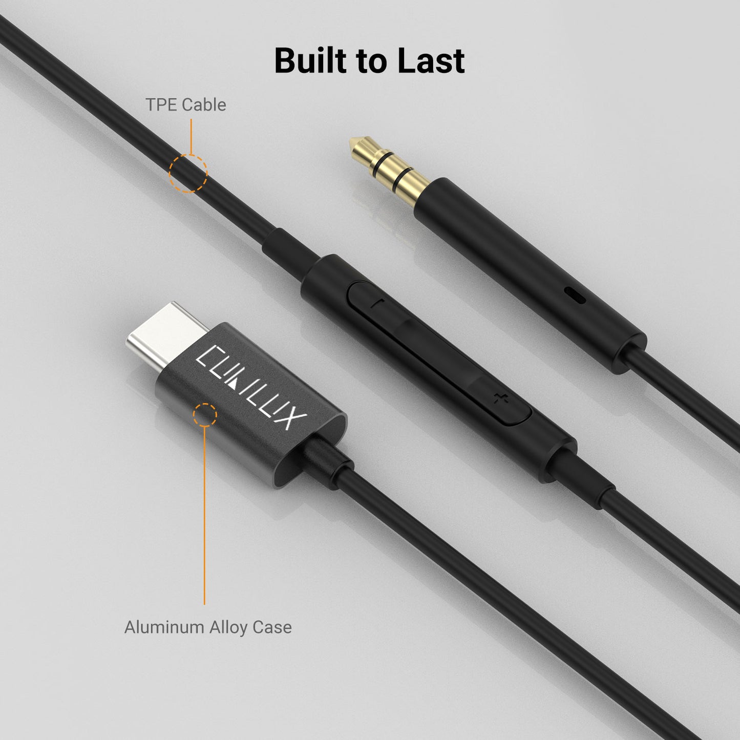 USB C to 2.5mm Headphone Cable-Black,4 FT