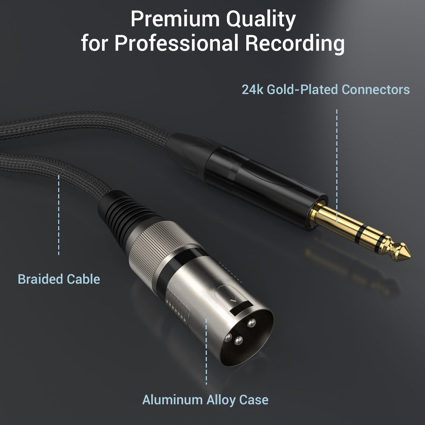 XLR Male to 6.35 TRS Jack Cable,6.5 FT