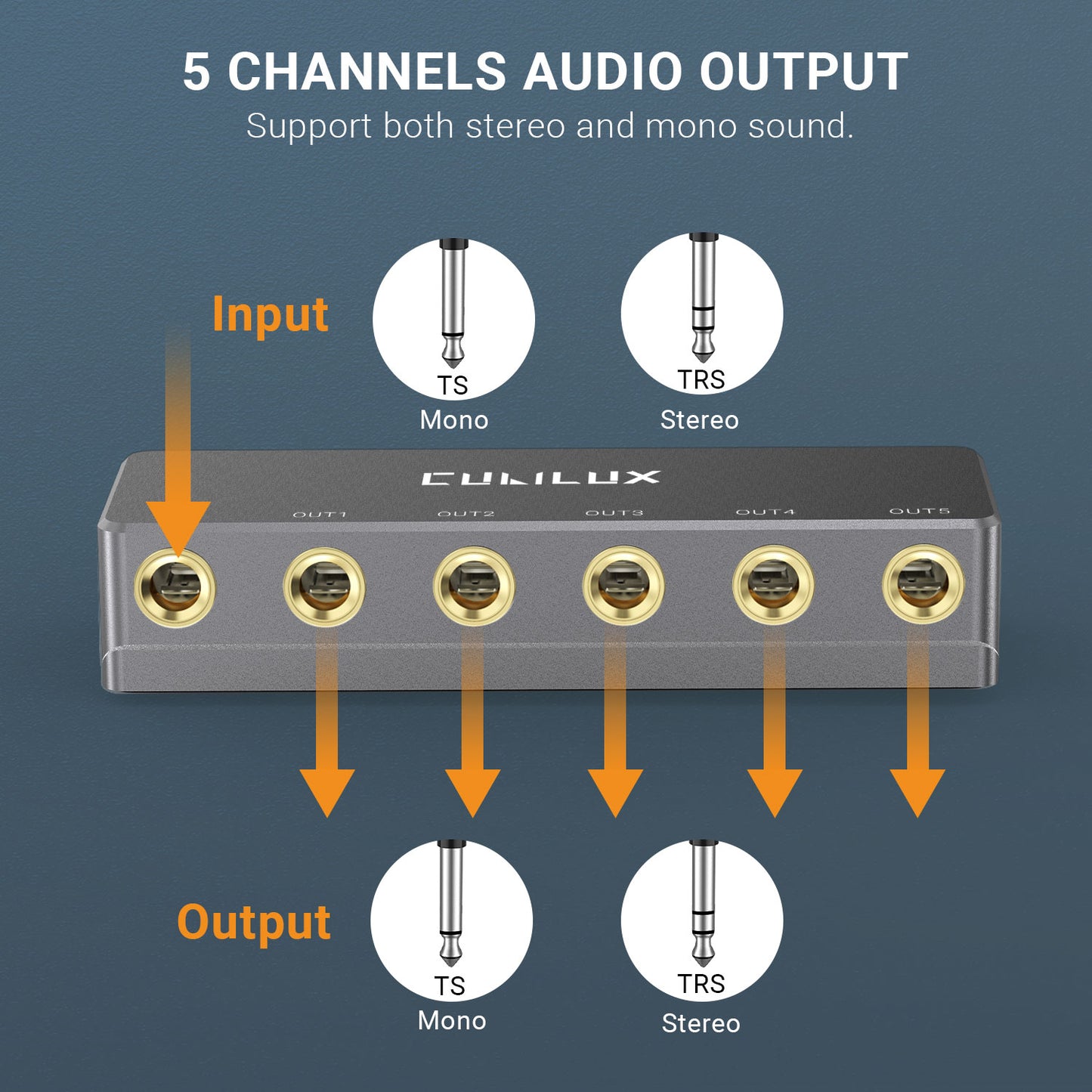 6.35mm 5 Ways Audio Splitter-Gray