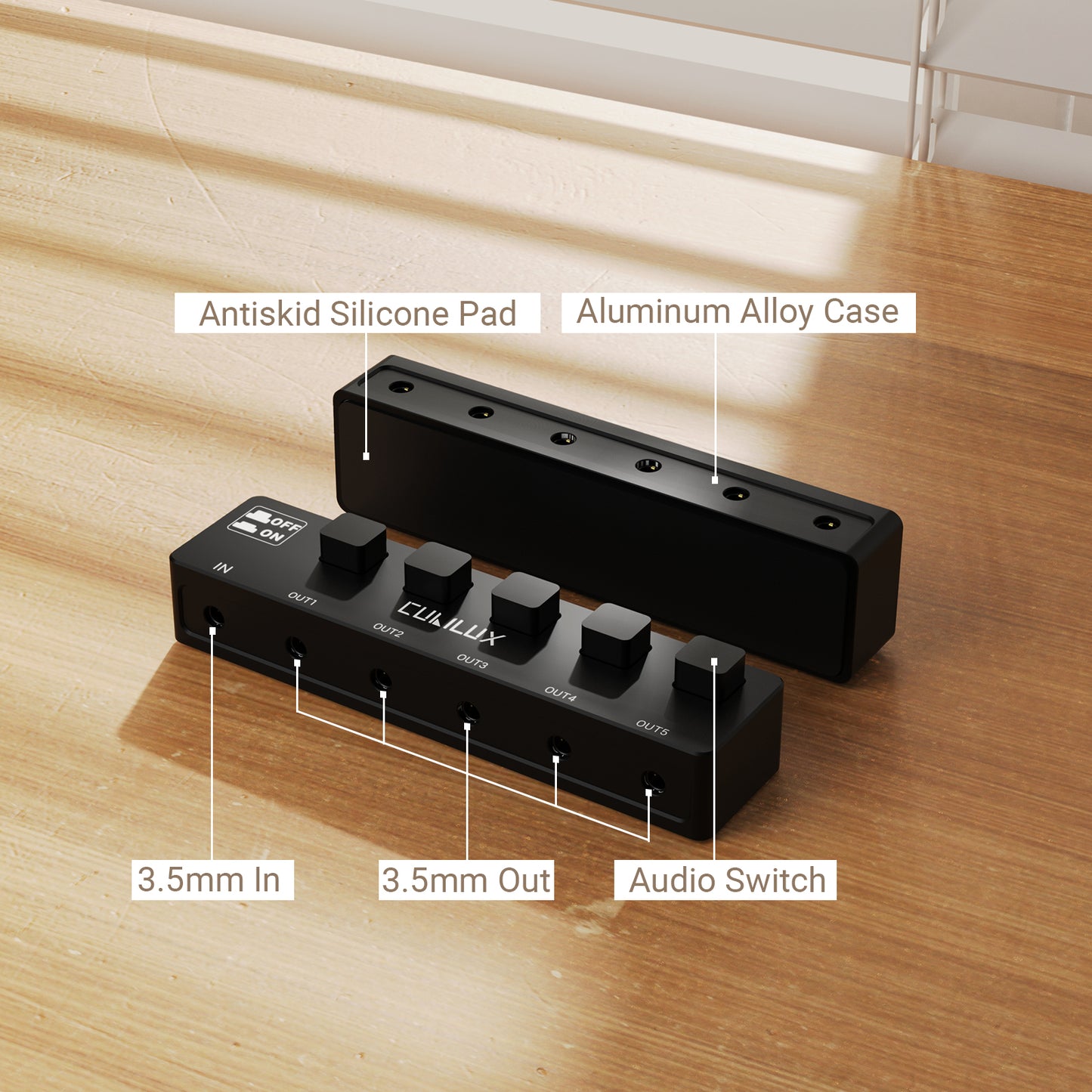 3.5mm 5-Way Audio Splitter  with On/Off Control