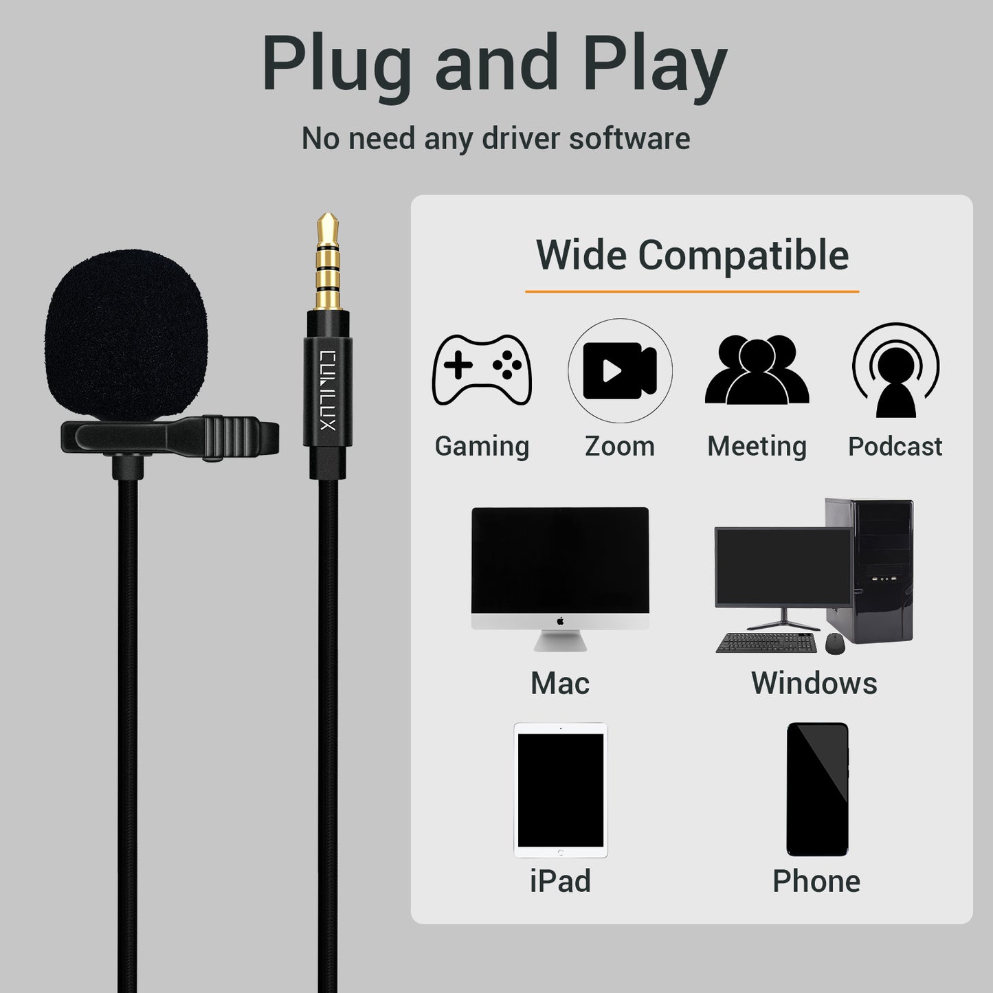 3.5mm Unidirectional Lavalier Condenser Microphone,ML35-9