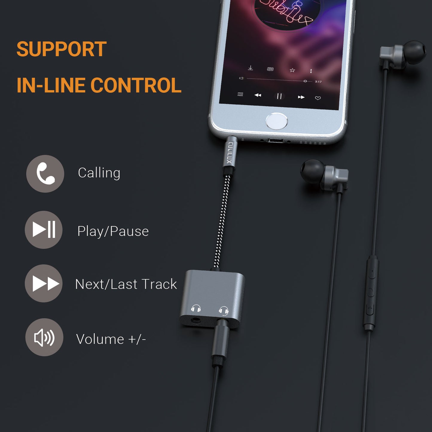 3.5mm Headphone Splitter-Gray