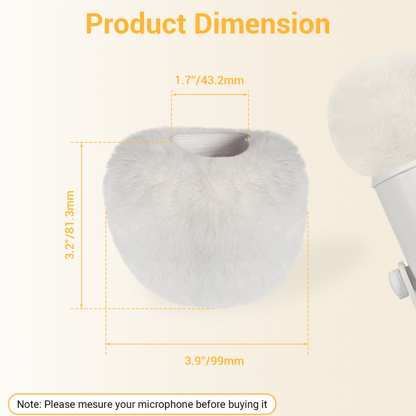 1 Pack White Microphone Furry Windscreen