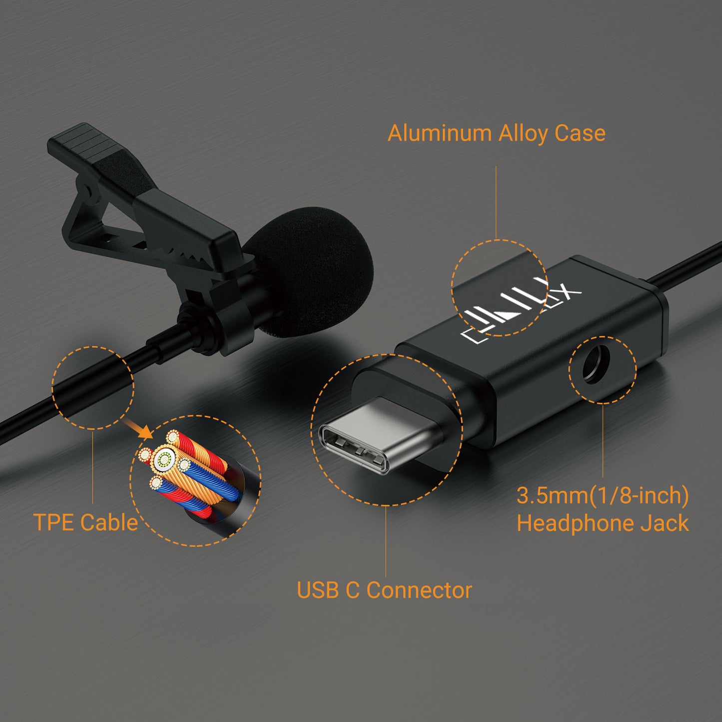 USB C Omnidirectional MIC with 3.5mm Jack,MLC-2