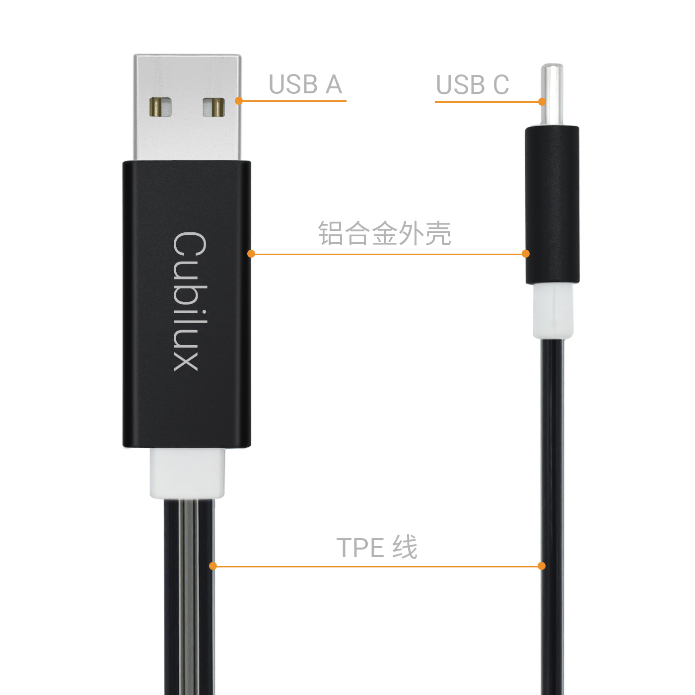 Glowing USB C Charging Cable-Blue,2FT