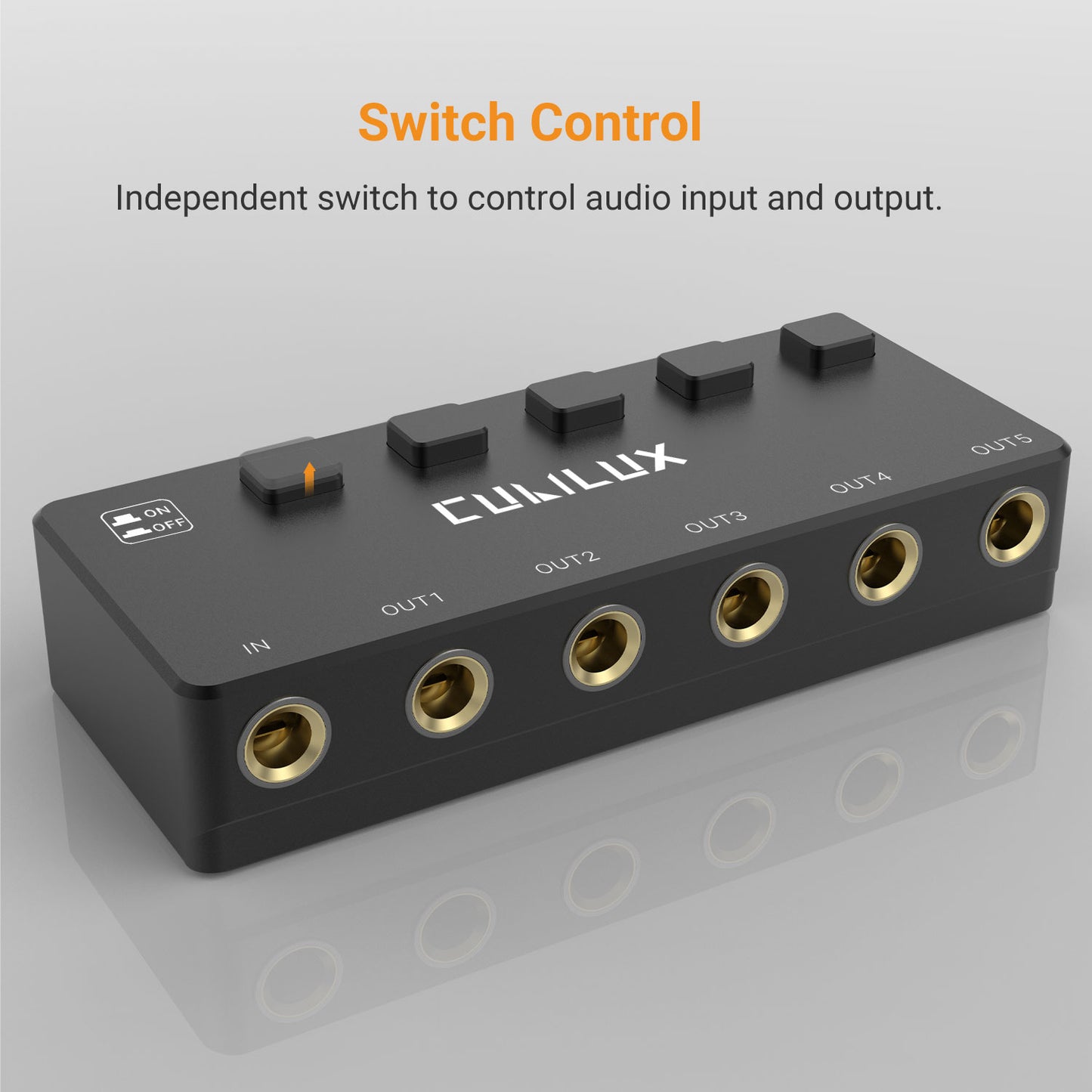 6.35mm 5 Ways Audio Splitter with Switch-Black