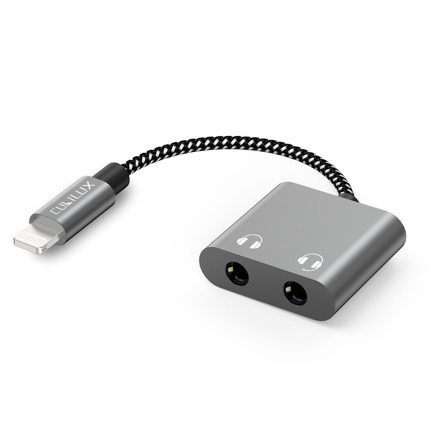 Lightning to 3.5mm Headphone Splitter-Gray