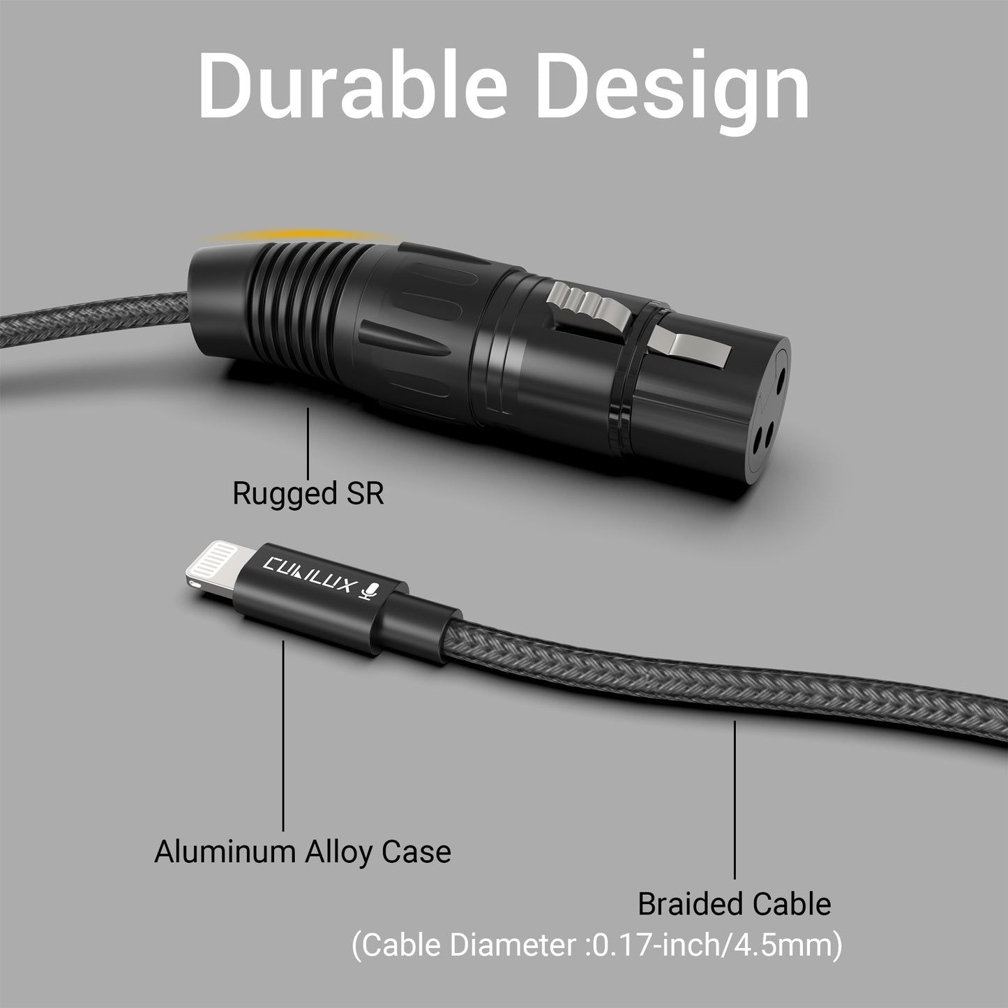 XLR Female to Lightning Microphone Cable,6.5 FT