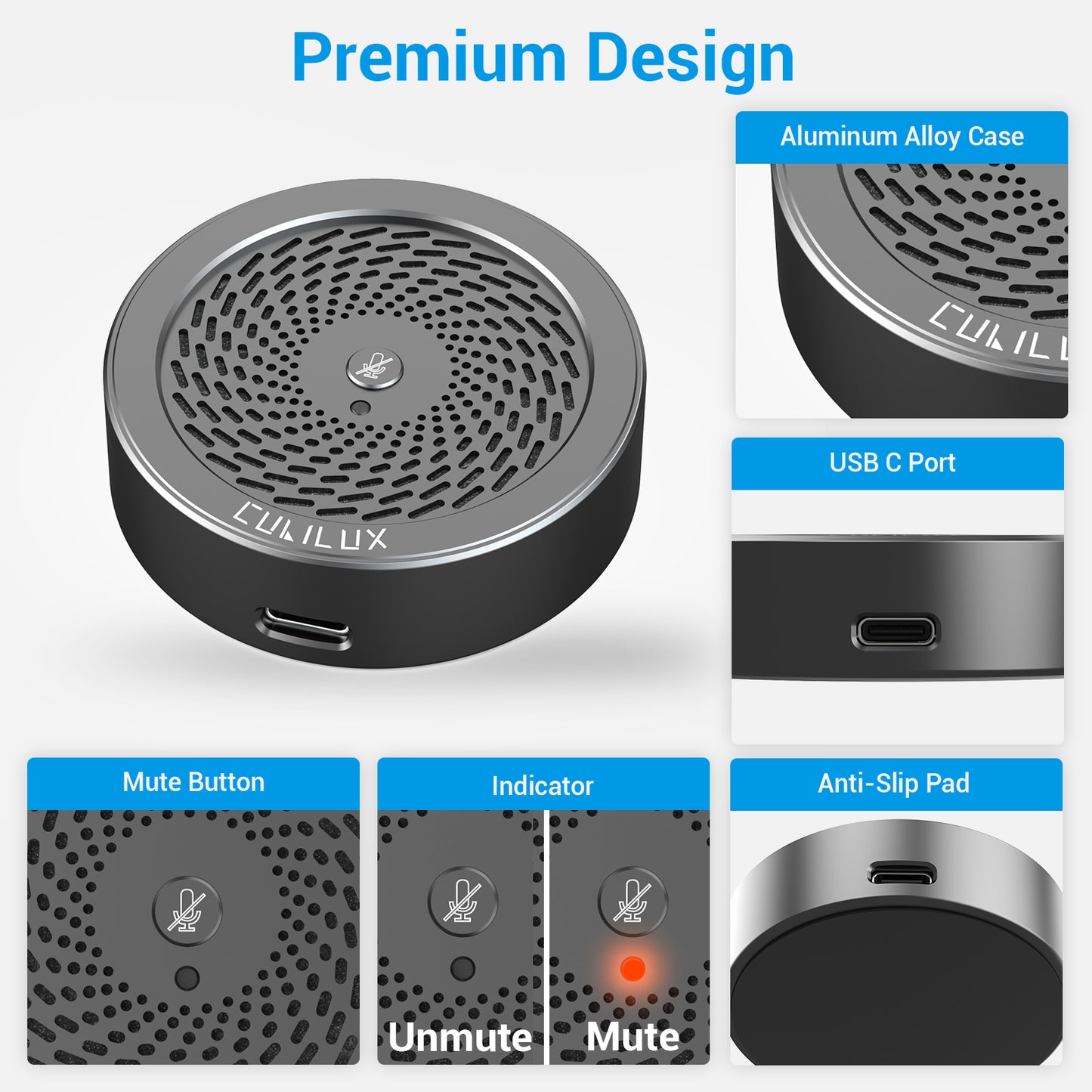 USB Desktop Microphone with Mute Button