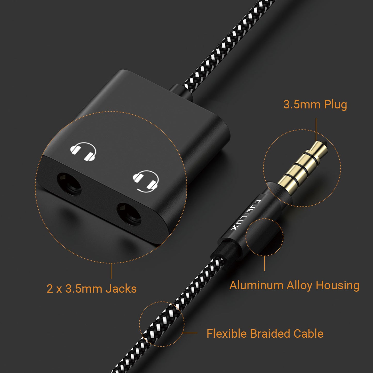 3.5mm Headphone Splitter-Black