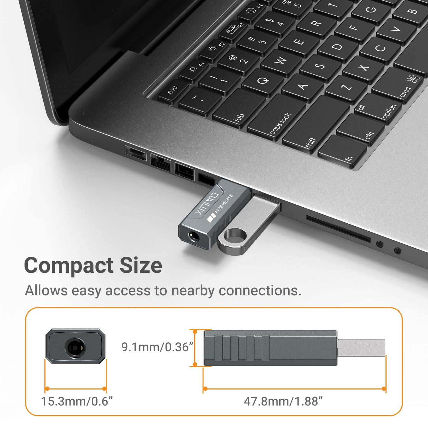 USB to 3.5mm Audio Adapter, Hi-Res 384KHz/32-bit USB A DAC Dongle