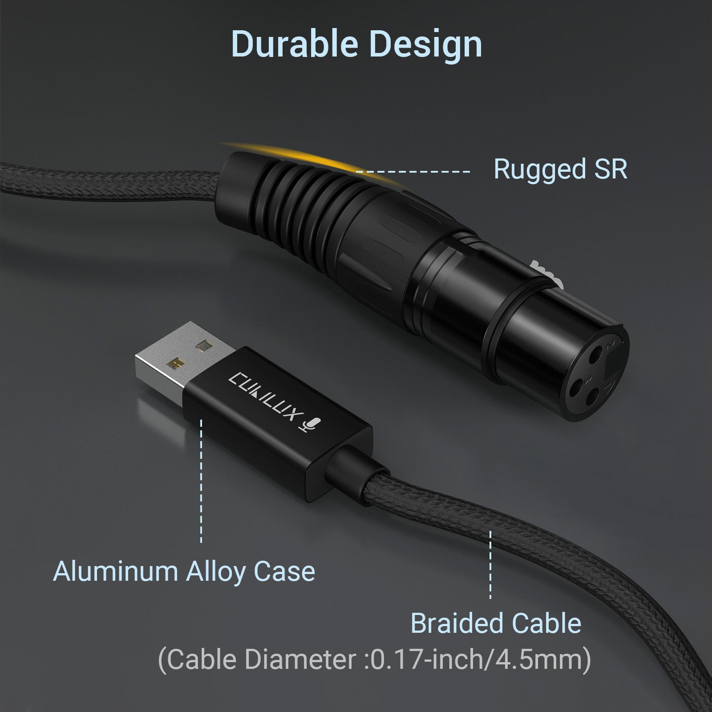 XLR Microphone to USB A Cable,6.6 FT