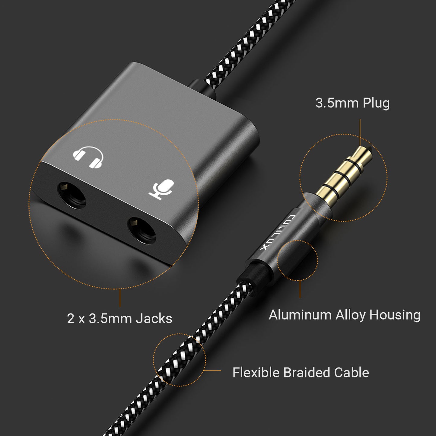 3.5mm Audio&MIC Splitter-Gray