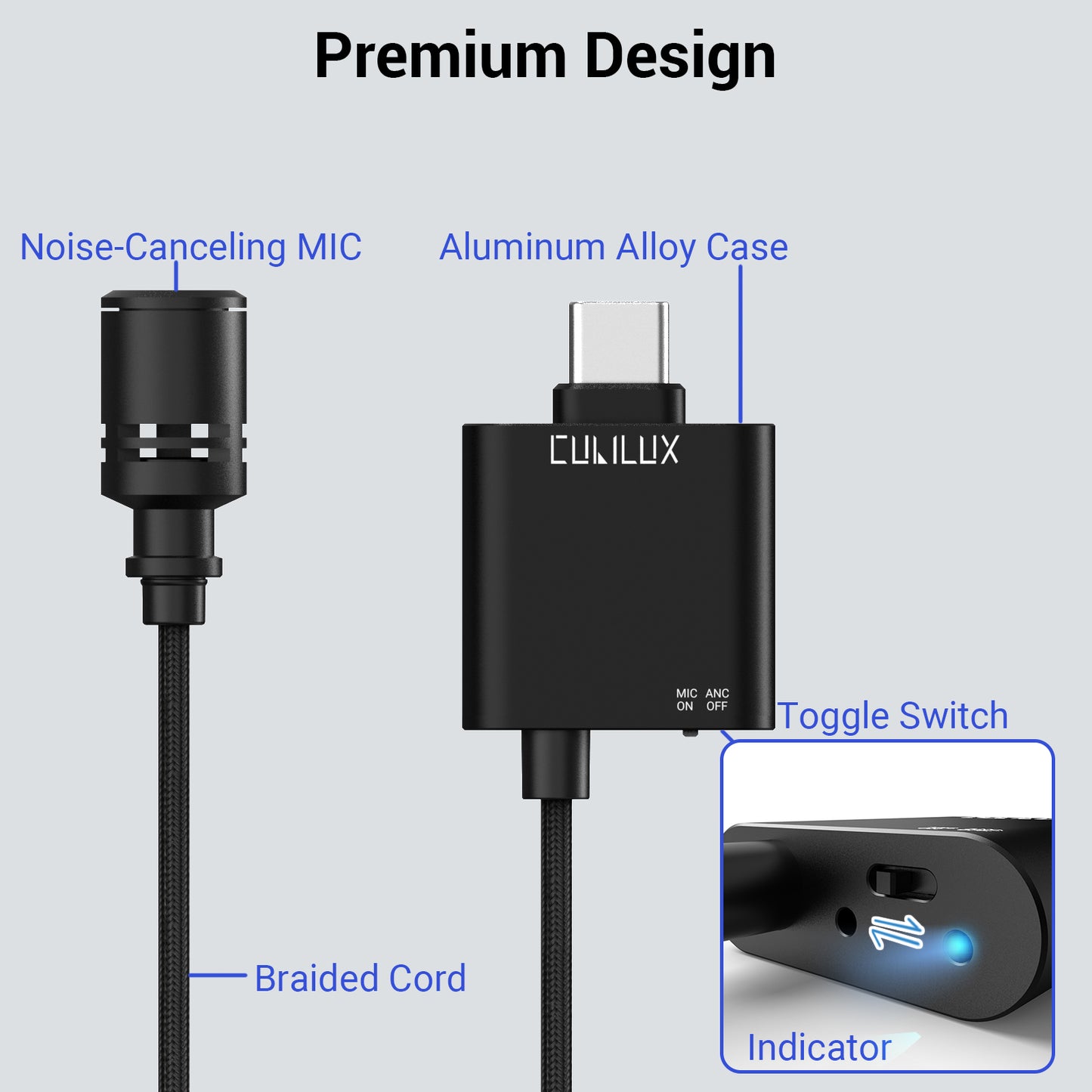 USB C Unidirectional ANC Lavalier Microphone,MLCNC-1