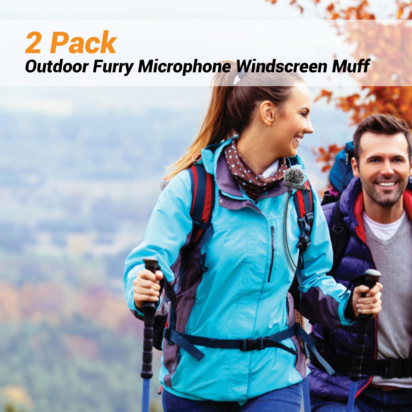 2 Pack Outdoor Furry Windscreen for Lavalier Lapel Microphpone