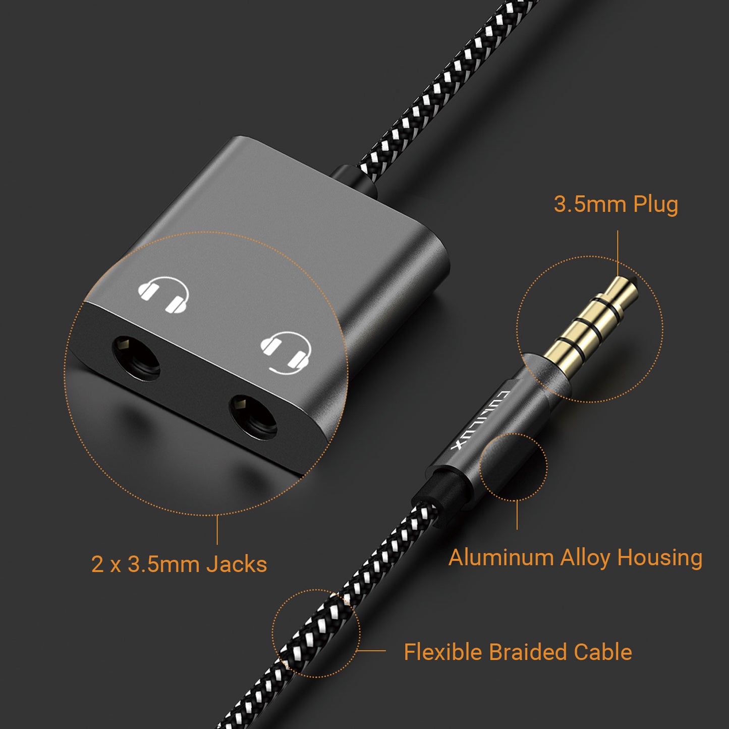 3.5mm Headphone Splitter-Gray