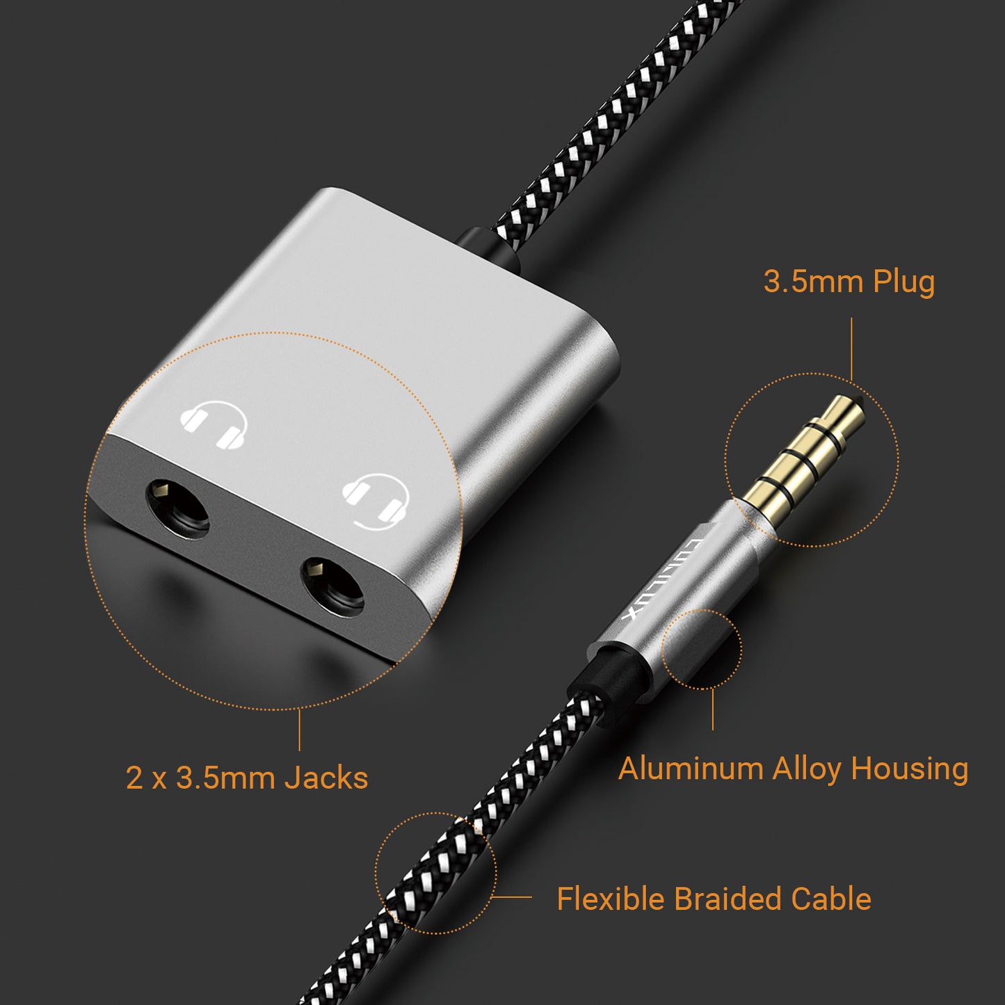 3.5mm Headphone Splitter-Silver