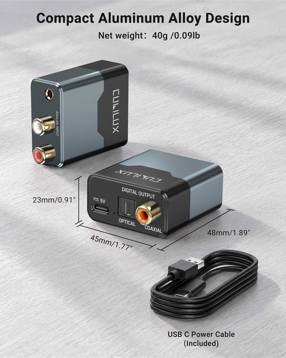 Analog to Digital Audio Converter 3.5mm & RCA to Optical Coaxial