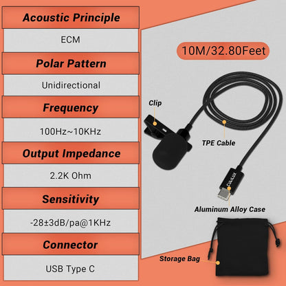 USB C Unidirectional Microphone,MLC-17