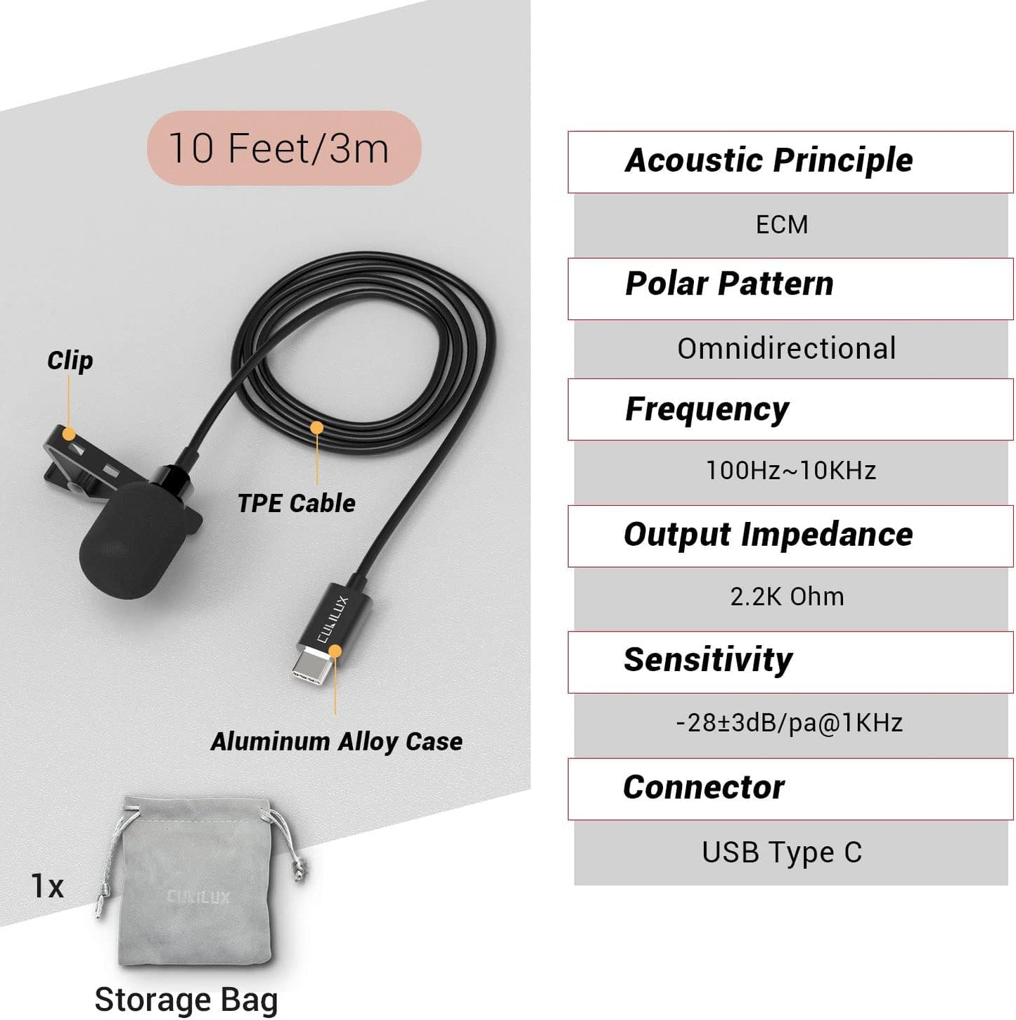 USB C Omnidirectional Microphone,MLC-15