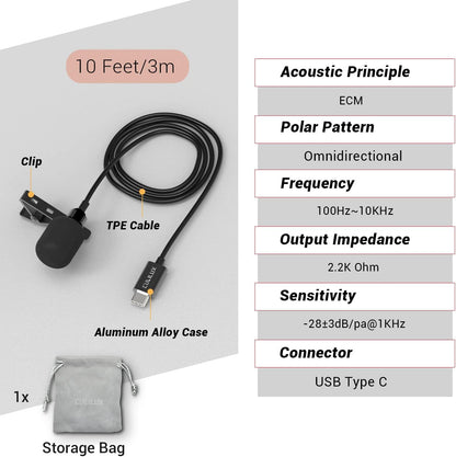 USB C Omnidirectional Microphone,MLC-15