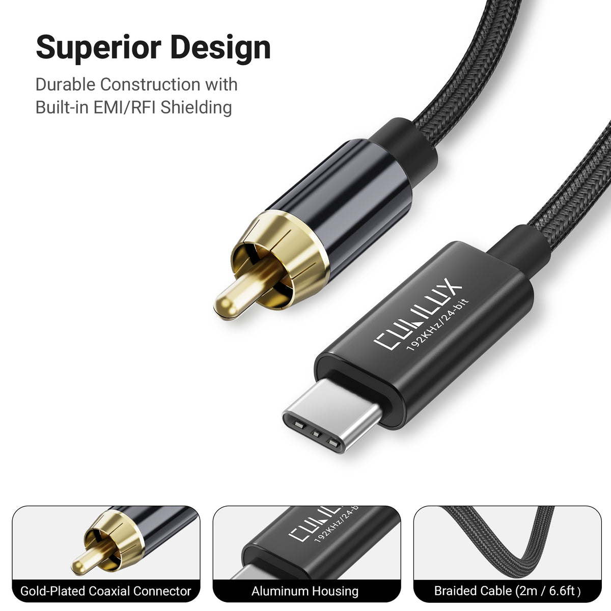 USB C to Coaxial SPDIF Audio Cable for PC MacBook and PS5, 2m