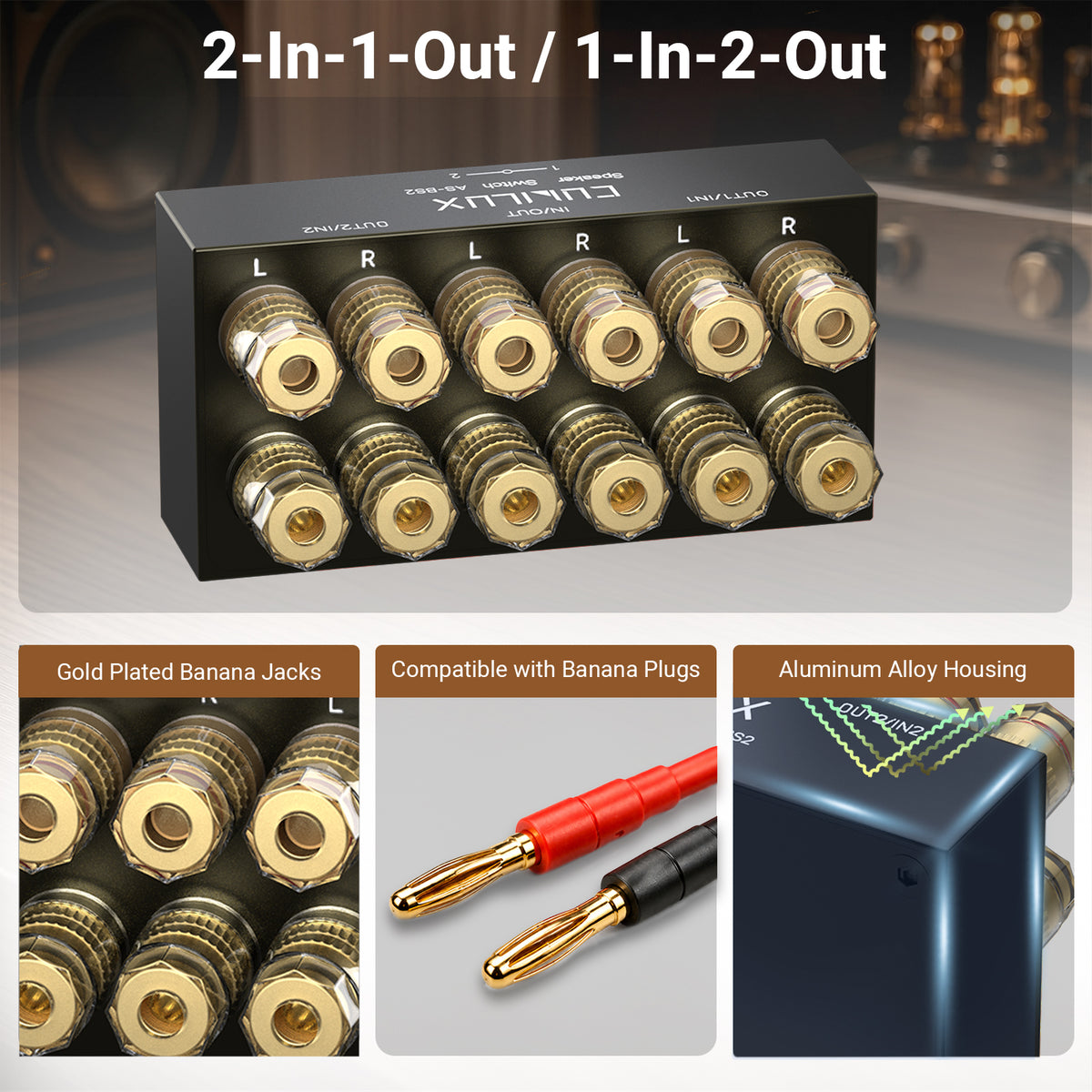 AS-BS2 Speaker Selector Switch Box, 2 Way A/B Amp Switcher