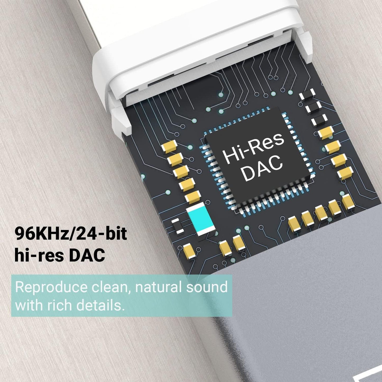 96 KHz/24 bit  DAC USB A to 3.5mm External Sound Card-Gray