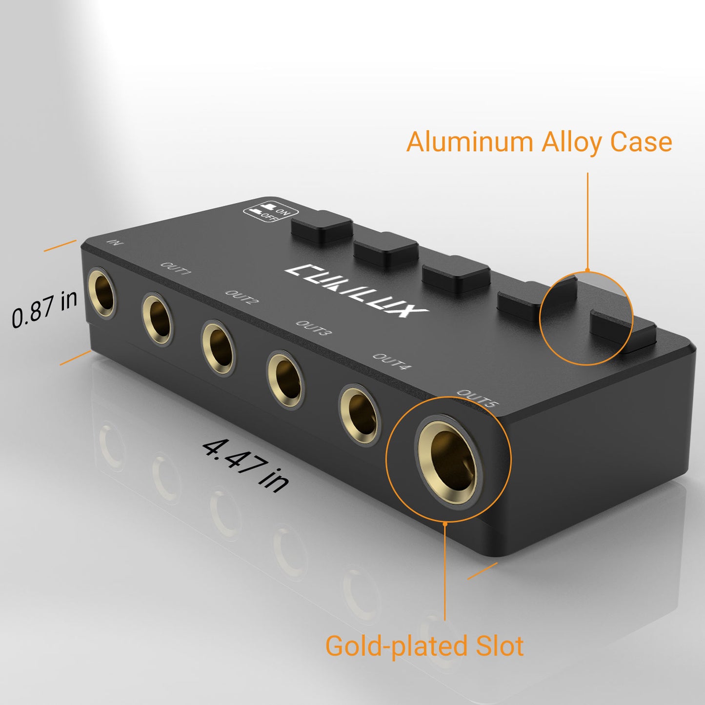 6.35mm 5 Ways Audio Splitter with Switch-Black