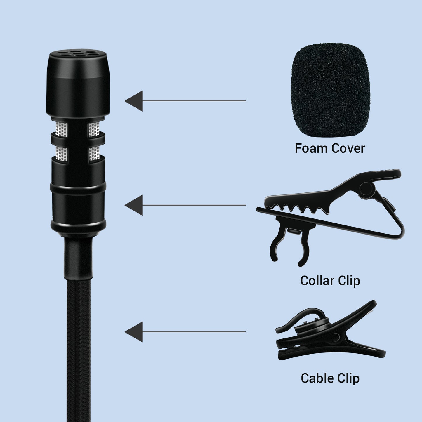 Clip & Foam Cover Set for Lapel MIC-5 Pack of each