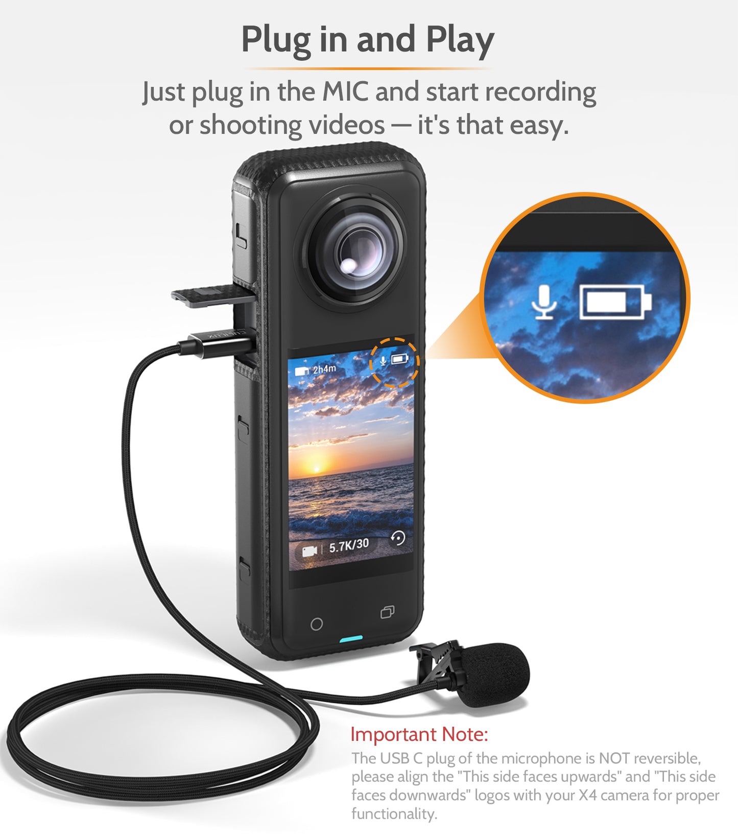 Lavalier Microphone for Insta 360 X4